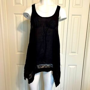 Intimately Free People Black Sleeveless Lace Top Size M
